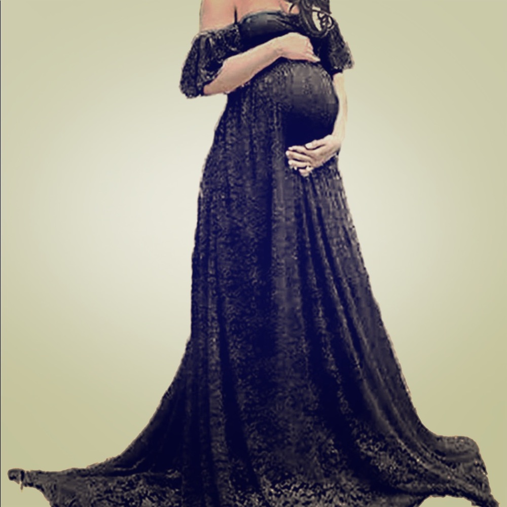 Black lace maternity dress